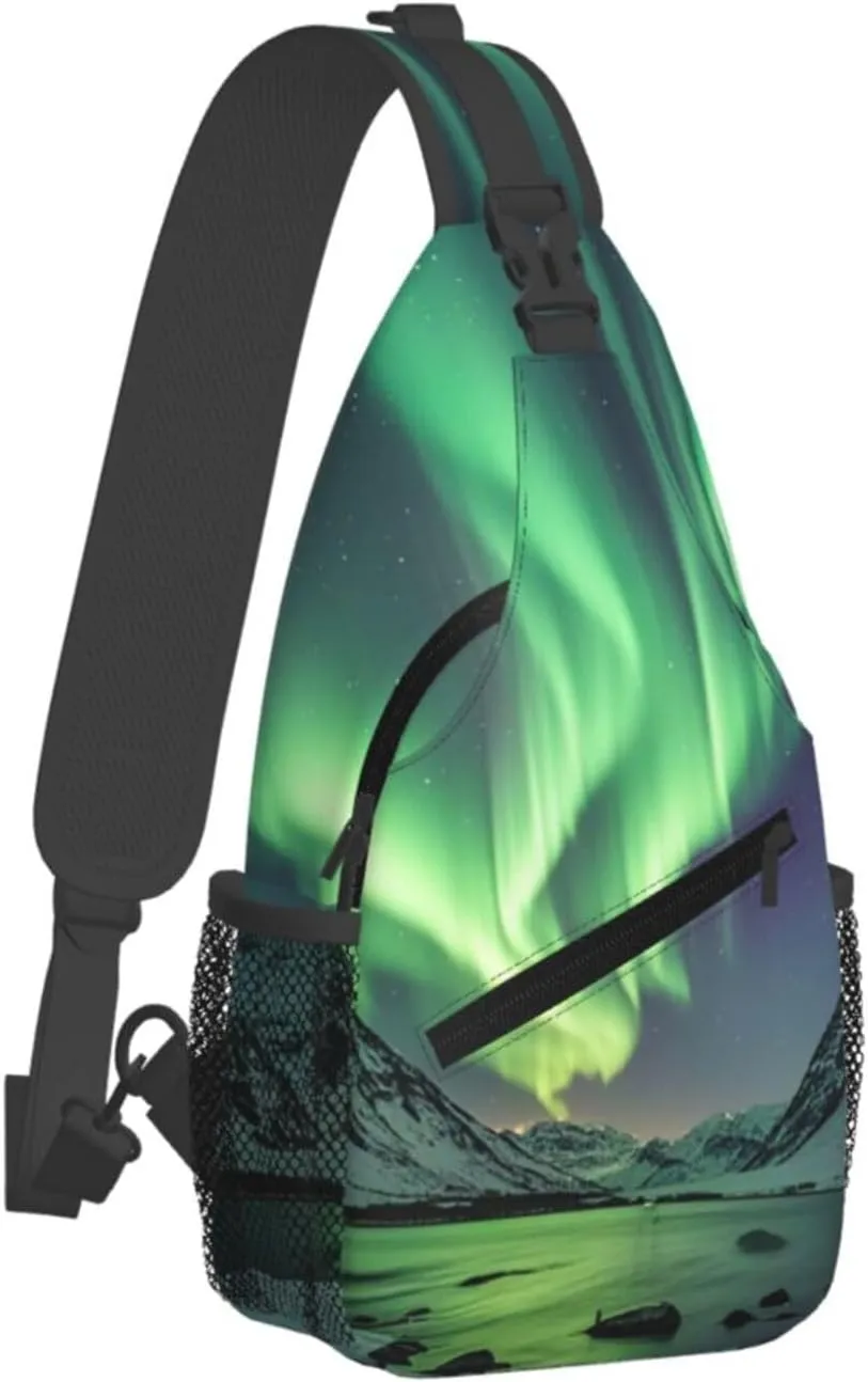 Sling Bag for Men Women Crossbody Backpack Northern Lights Crossbody Bag Chest Bag for Travel Sport