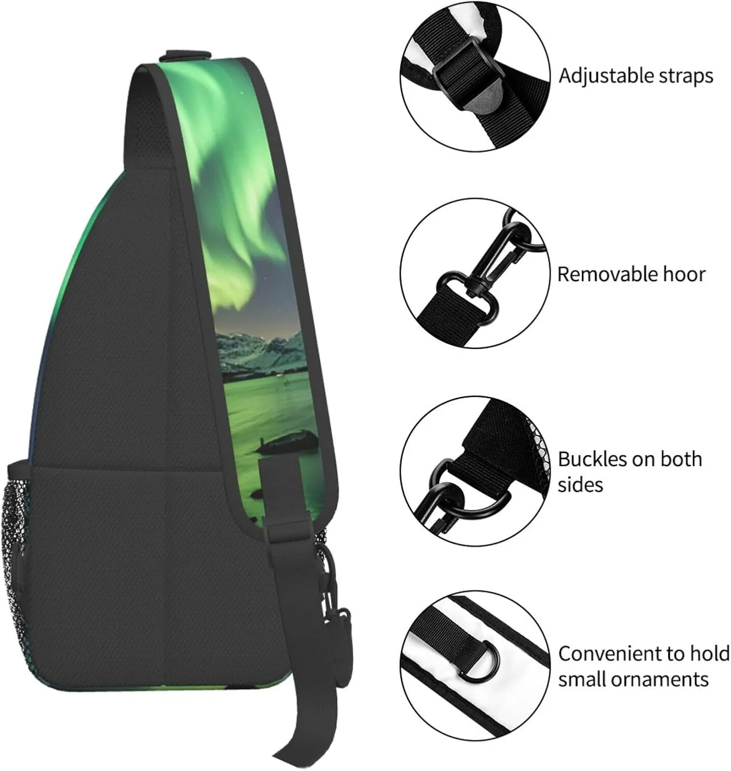 Sling Bag for Men Women Crossbody Backpack Northern Lights Crossbody Bag Chest Bag for Travel Sport