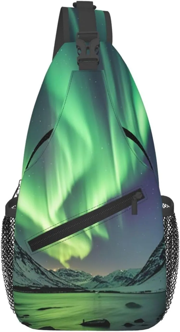 Sling Bag for Men Women Crossbody Backpack Northern Lights Crossbody Bag Chest Bag for Travel Sport