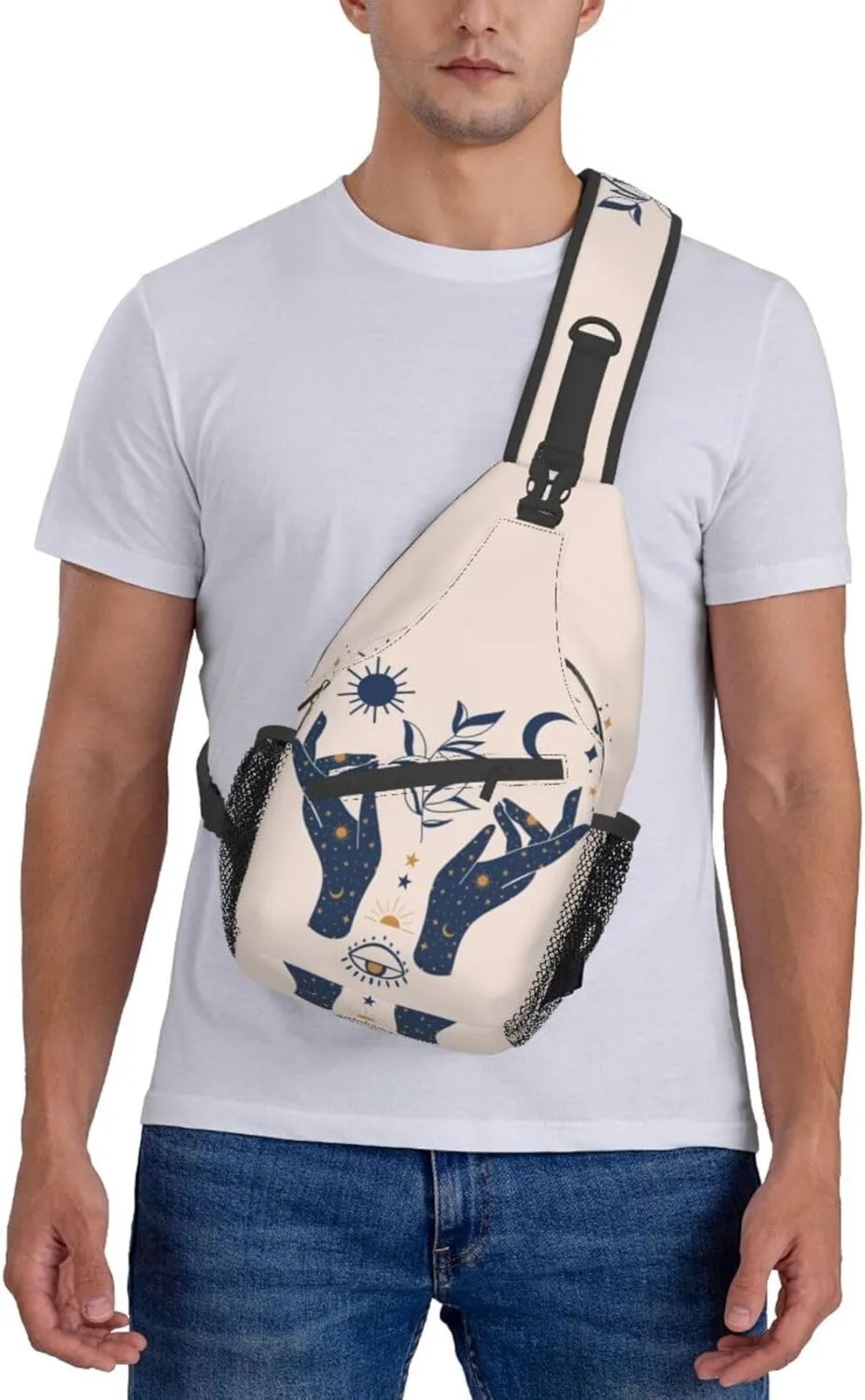 Sling Bag for Men Women Magic Tarot Sun Moon Hand Crossbody Backpack Casual Hiking Daypack for Travel Sport Running Chest Bag