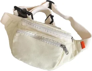 Sling Bag for Women Men Canvas Crossbody Bag Fanny Pack Belt Purses Backpack Traveling (White)