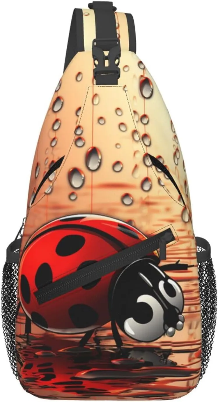Sling Bag for Women Men Chest Bag Art Ladybug Tracks Crossbody Bag Sling Backpack Fanny Packs Hiking Daypack for Travel