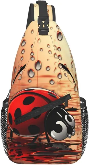 Sling Bag for Women Men Chest Bag Art Ladybug Tracks Crossbody Bag Sling Backpack Fanny Packs Hiking Daypack for Travel