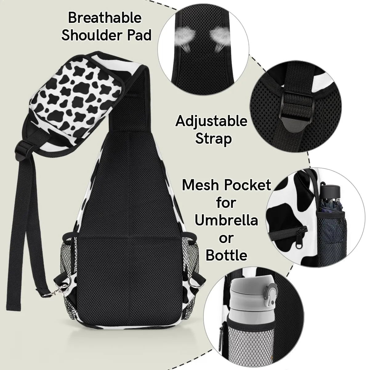 Sling Bag for Women Men Chest Shoulder Backpack Multipurpose Crossbody Bag Lightweight Travel Hiking Daypack
