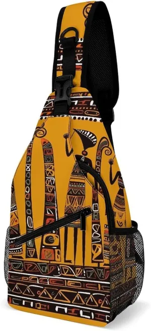 Sling Bag for Women Men Creative African Culture Crossbody Bag Hiking Chest Bag Crossbody Fanny Pack Fashion Waist Packs Casual Daypack Backpacks Shoulder Bag for Travel