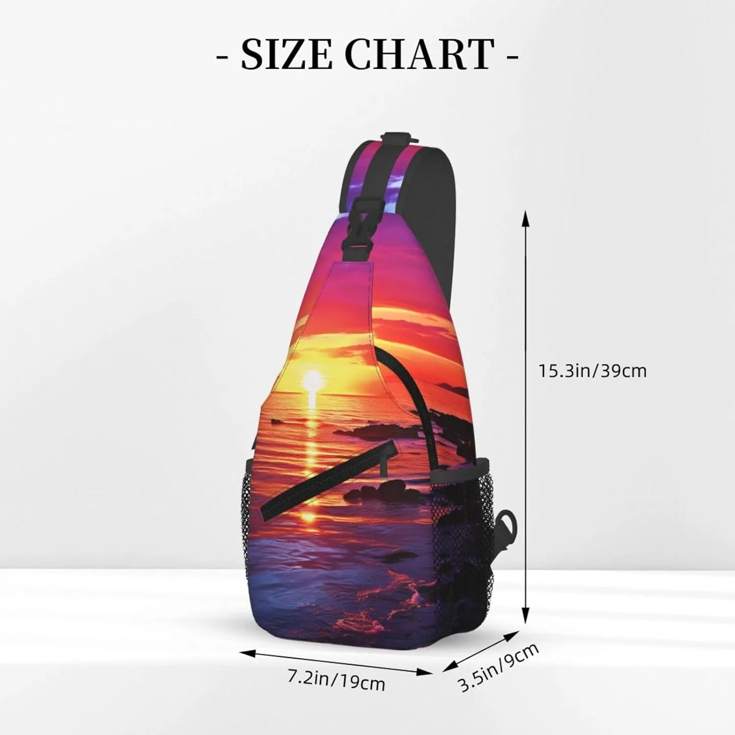 Sling Bag for Women Men Crossbody Bag Sling Backpack Calm sea sunset Cross Body Bag Adjustable Chest Bag