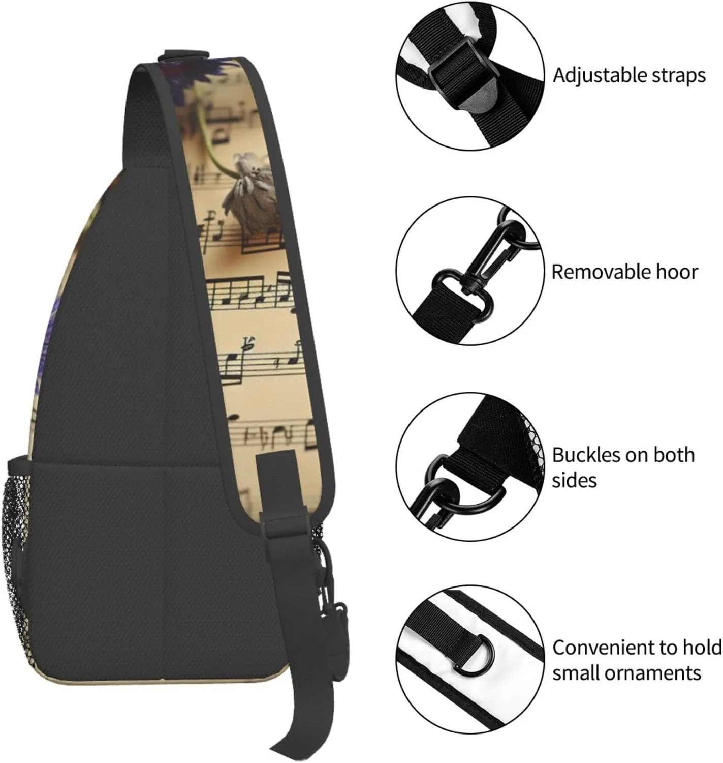 Sling Bag for Women Men Crossbody Bag Sling Backpack Orange folk pattern Cross Body Bag Adjustable Chest Bag