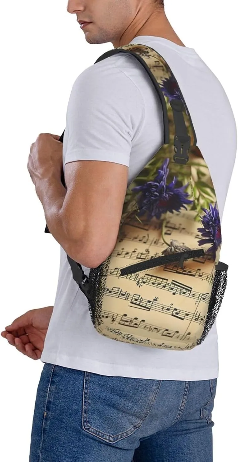 Sling Bag for Women Men Crossbody Bag Sling Backpack Orange folk pattern Cross Body Bag Adjustable Chest Bag