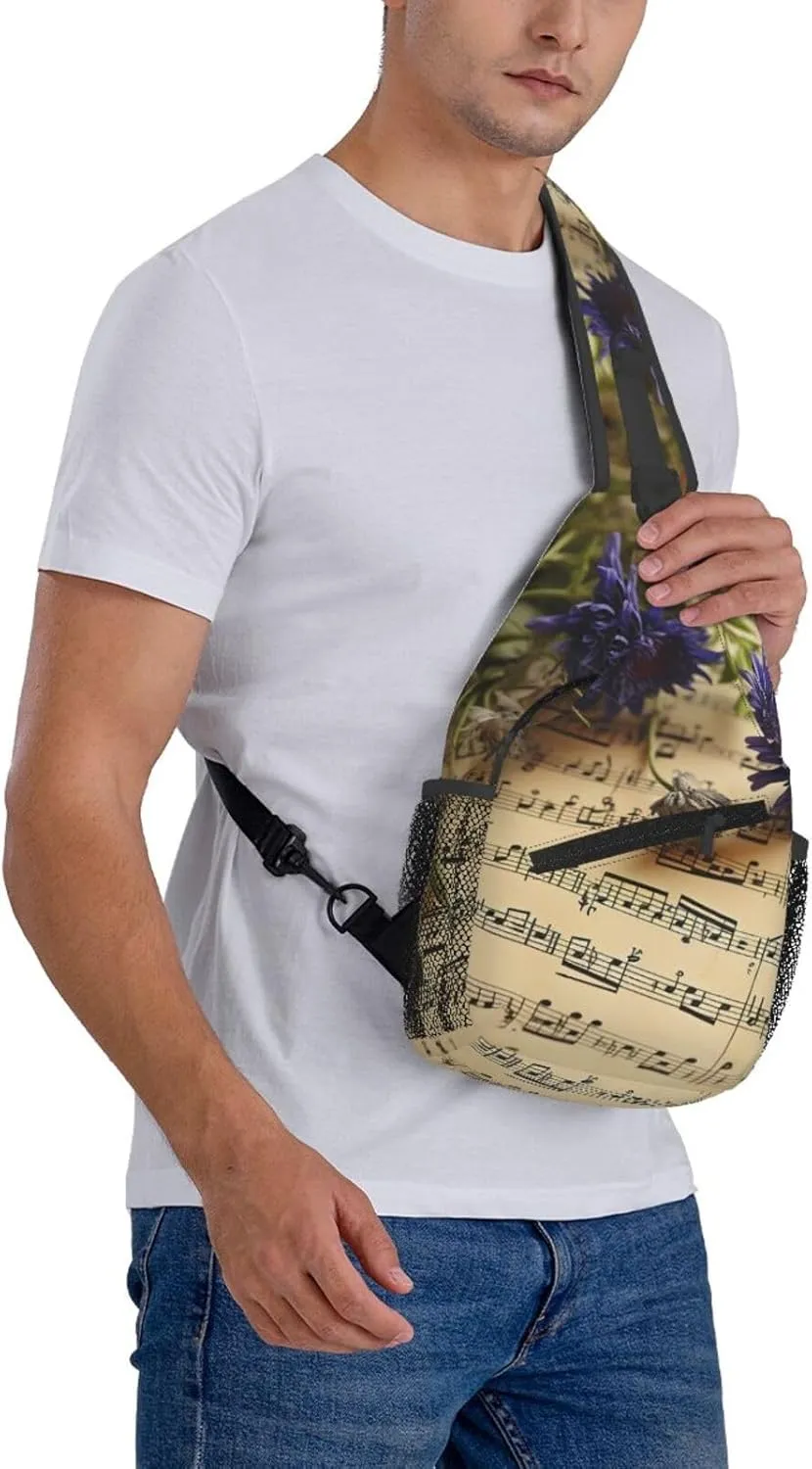 Sling Bag for Women Men Crossbody Bag Sling Backpack Orange folk pattern Cross Body Bag Adjustable Chest Bag