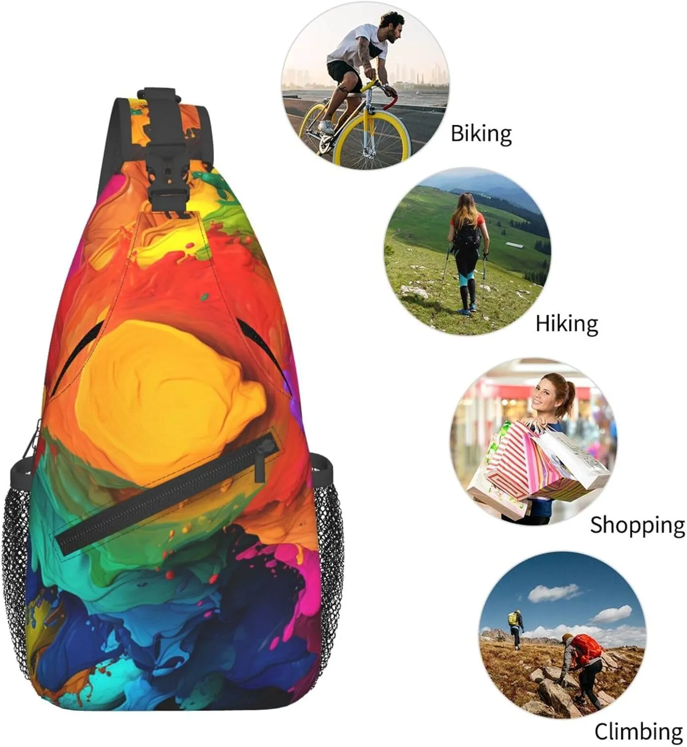 Sling Bag for Women Men Crossbody Bag Sling Backpack Paint colors Cross Body Bag Adjustable Chest Bag