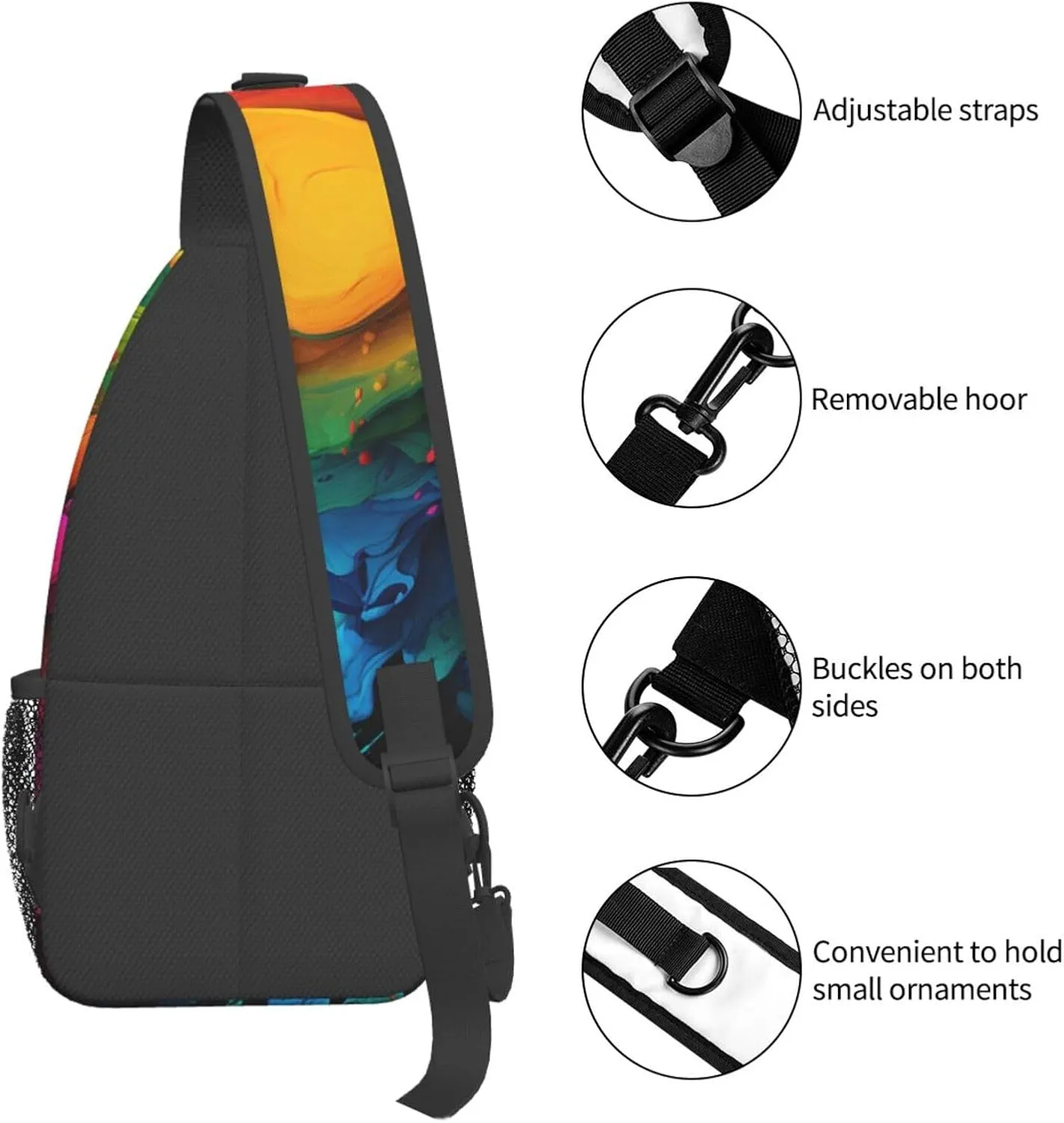 Sling Bag for Women Men Crossbody Bag Sling Backpack Paint colors Cross Body Bag Adjustable Chest Bag
