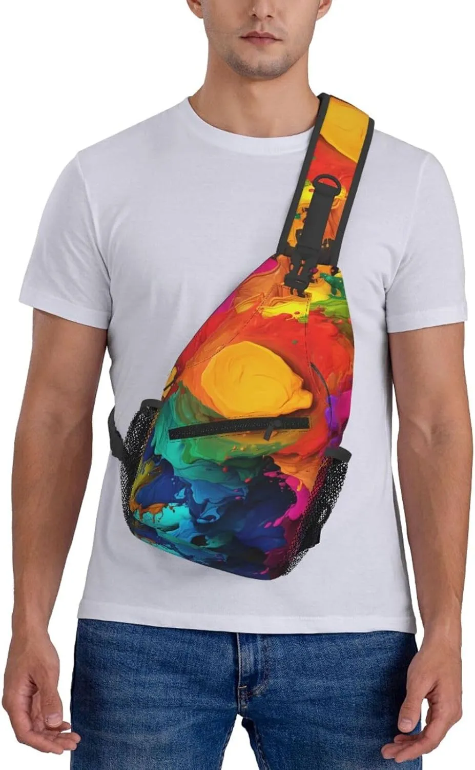 Sling Bag for Women Men Crossbody Bag Sling Backpack Paint colors Cross Body Bag Adjustable Chest Bag
