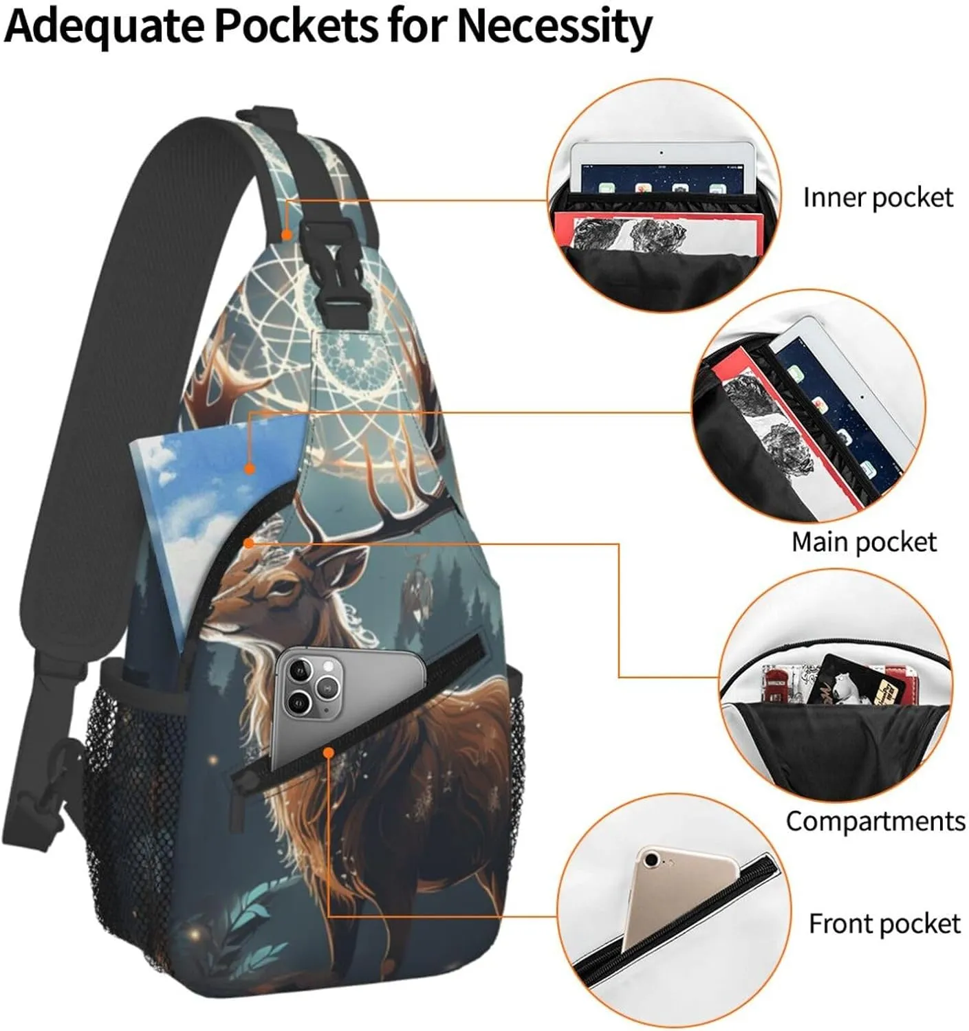 Sling Bag for Women Men Crossbody Bag Sling Backpack yellow flowers and birds Cross Body Bag Adjustable Chest Bag