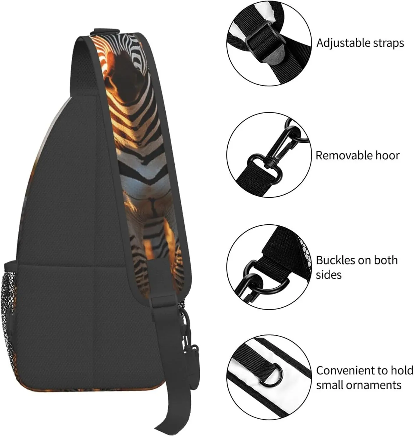 Sling Bag for Women Men Crossbody Bag Sling Backpack Zebras on Brown Grass Field Cross Body Bag Adjustable Chest Bag