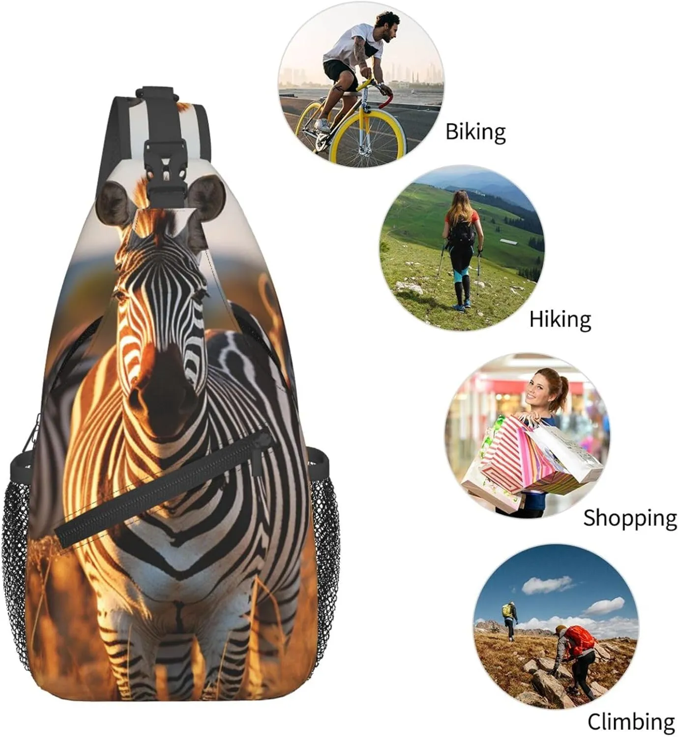 Sling Bag for Women Men Crossbody Bag Sling Backpack Zebras on Brown Grass Field Cross Body Bag Adjustable Chest Bag
