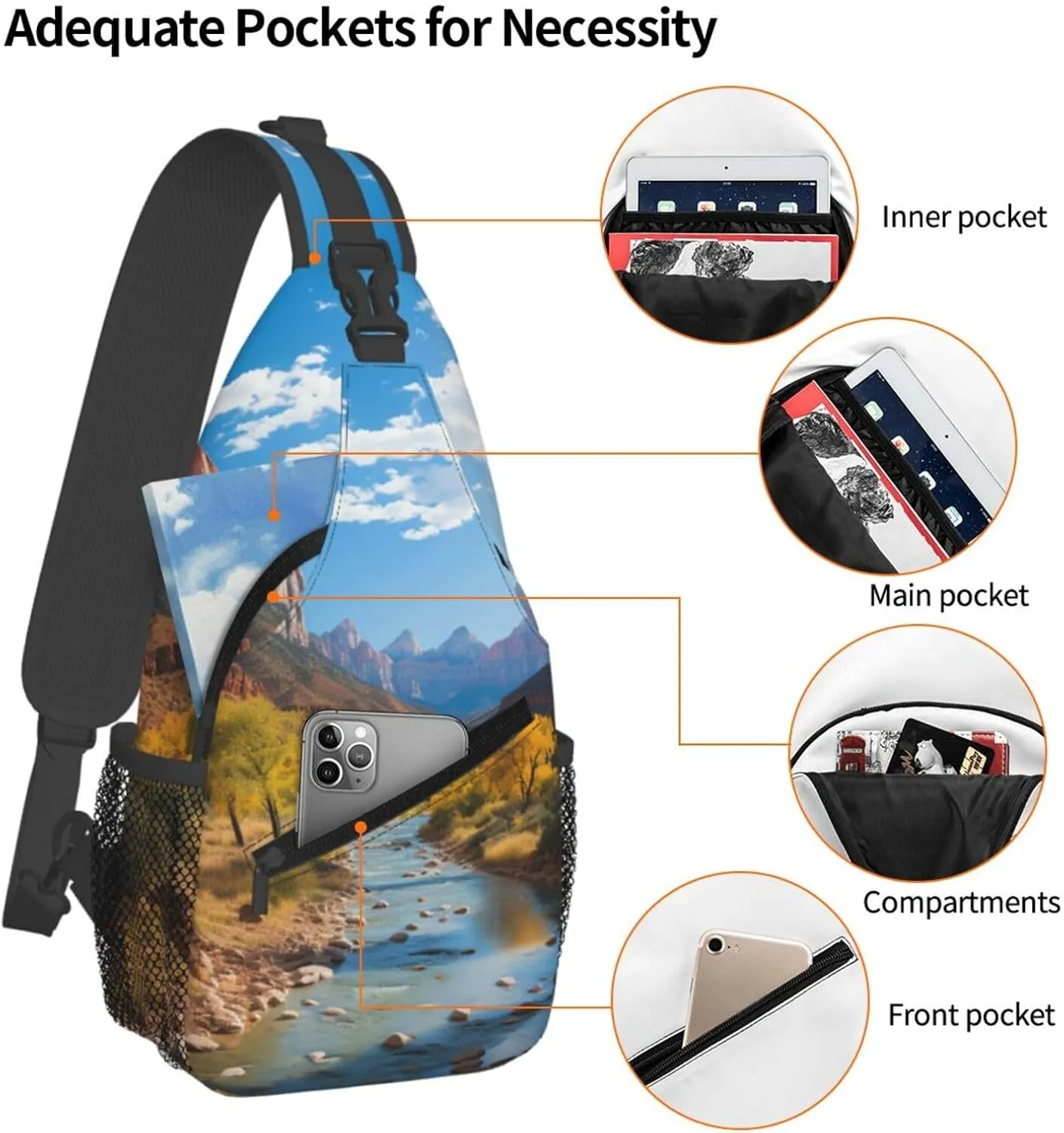 Sling Bag for Women Men Crossbody Bag Sling Backpack Zion national park Cross Body Bag Adjustable Chest Bag