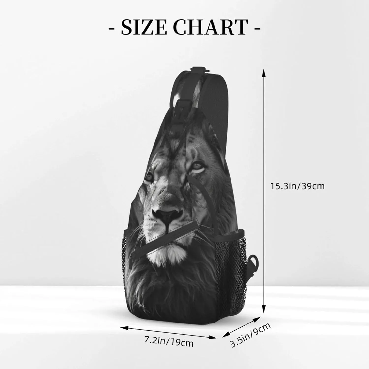 Sling Bag for Women Men Crossbody Bag Small Sling Backpack African lion black and white Chest Bag Hiking Daypack