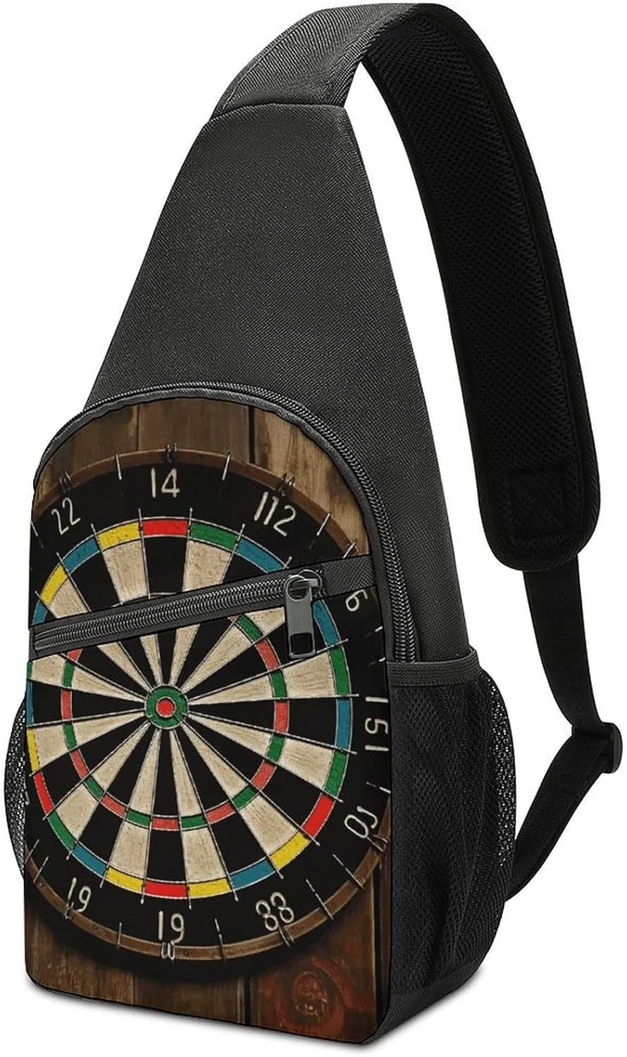 Sling Bag for Women Men Crossbody Bag Small Sling Backpack Dart Board Chest Bag Hiking Daypack