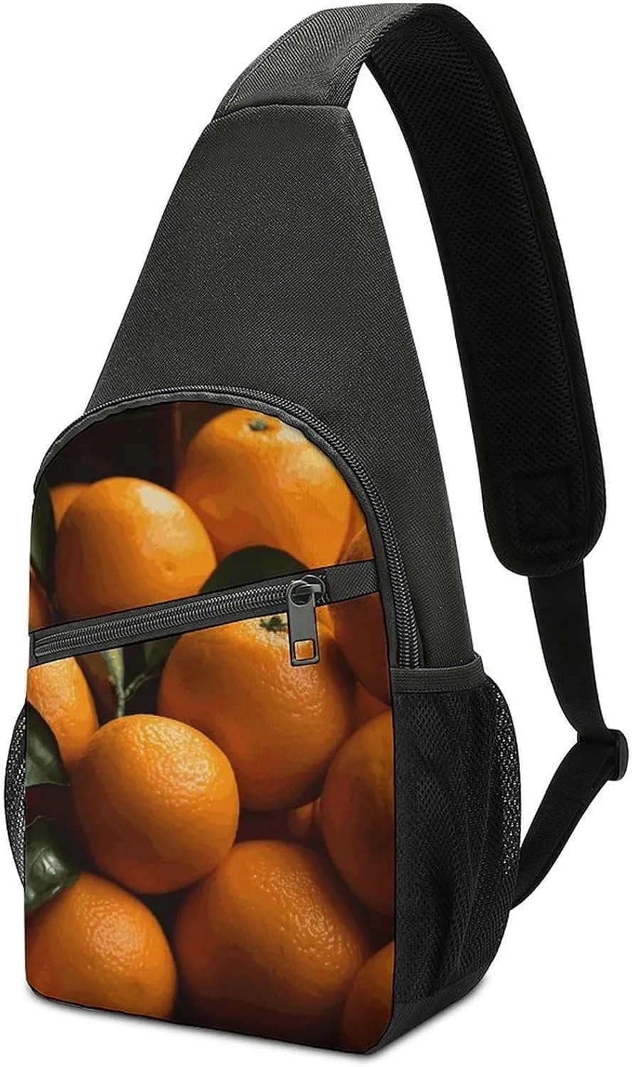 Sling Bag for Women Men Crossbody Bag Small Sling Backpack Pile of Oranges Chest Bag Hiking Daypack