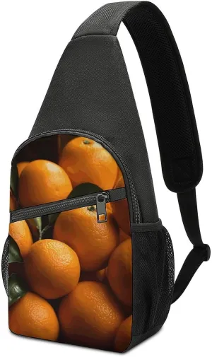 Sling Bag for Women Men Crossbody Bag Small Sling Backpack Pile of Oranges Chest Bag Hiking Daypack