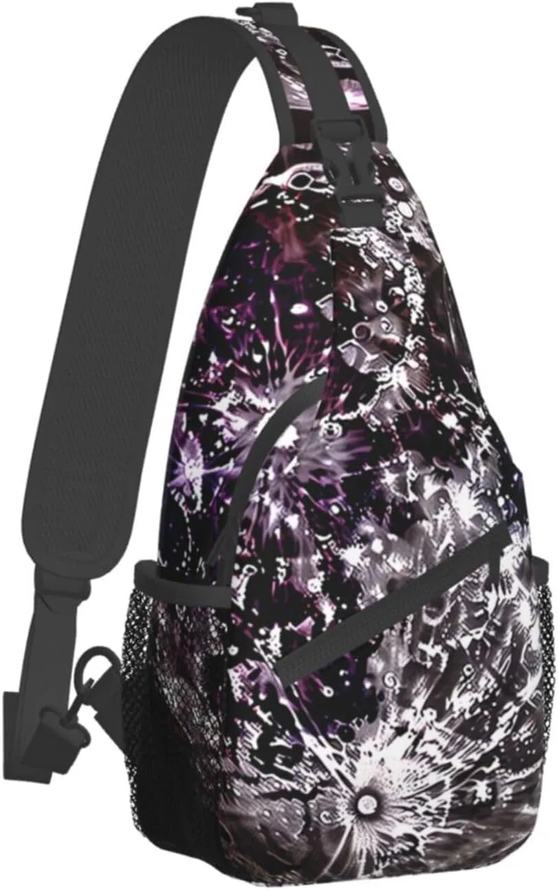 Sling Bag for Women Men Crossbody Bag Small Sling Backpack Purple Moon Chest Bag Hiking Daypack