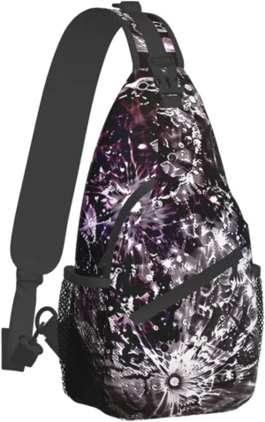 Sling Bag for Women Men Crossbody Bag Small Sling Backpack Purple Moon Chest Bag Hiking Daypack