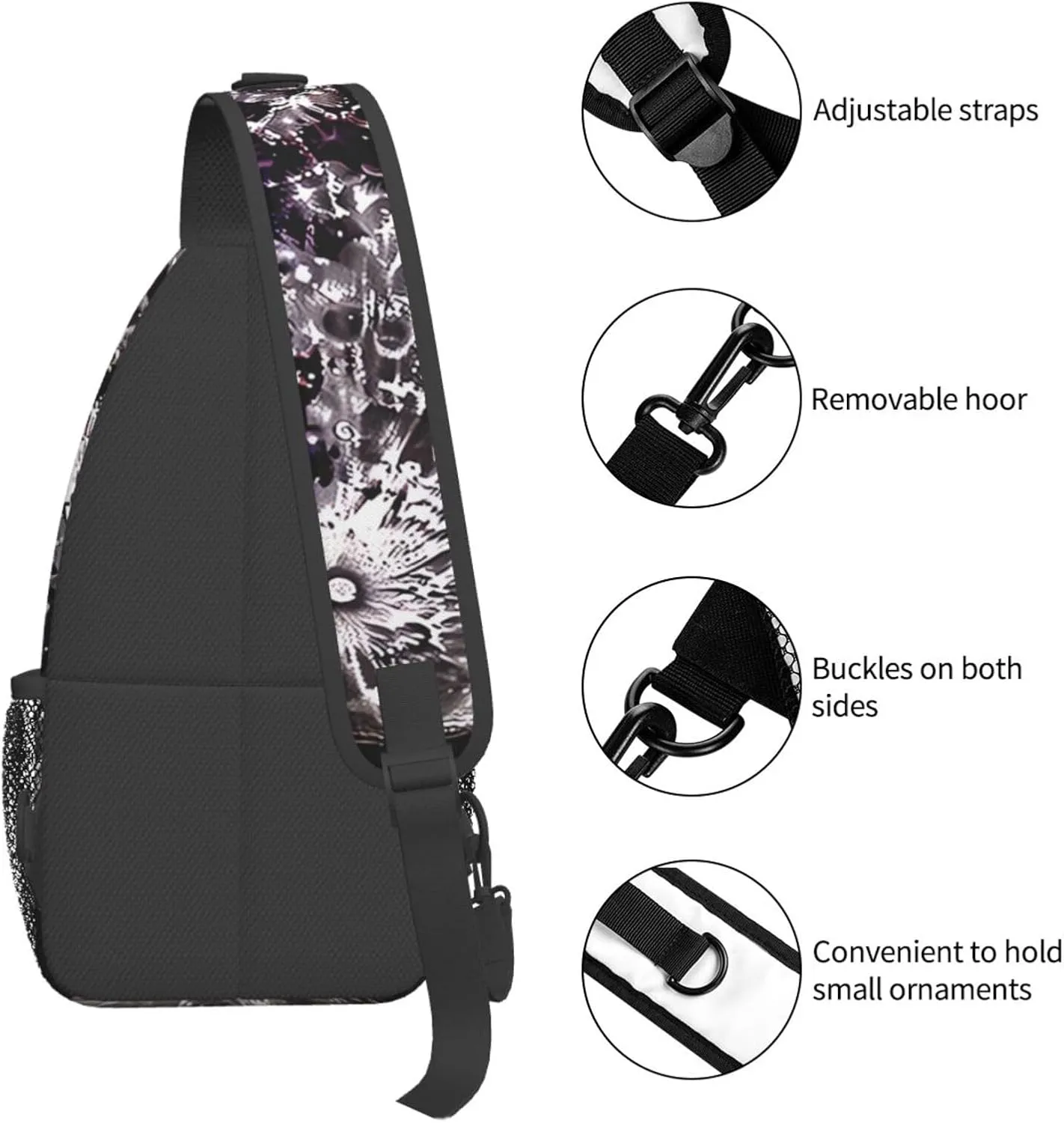 Sling Bag for Women Men Crossbody Bag Small Sling Backpack Purple Moon Chest Bag Hiking Daypack