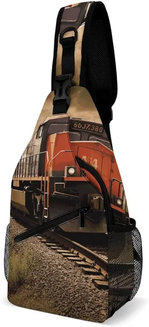 Sling Bag for Women Men Freight Train Crossbody Bag Hiking Chest Bag Crossbody Fanny Pack Fashion Waist Packs Casual Daypack Backpacks Shoulder Bag for Travel