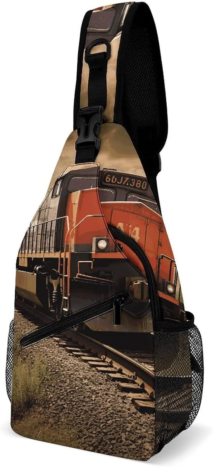 Sling Bag for Women Men Freight Train Crossbody Bag Hiking Chest Bag Crossbody Fanny Pack Fashion Waist Packs Casual Daypack Backpacks Shoulder Bag for Travel