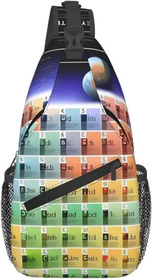 Sling Bag For Women Men Lightweight Waterproof Crossbody Shoulder Backpack Periodic Table Of Elements Chest Bags Travel Hiking Casual Daypack