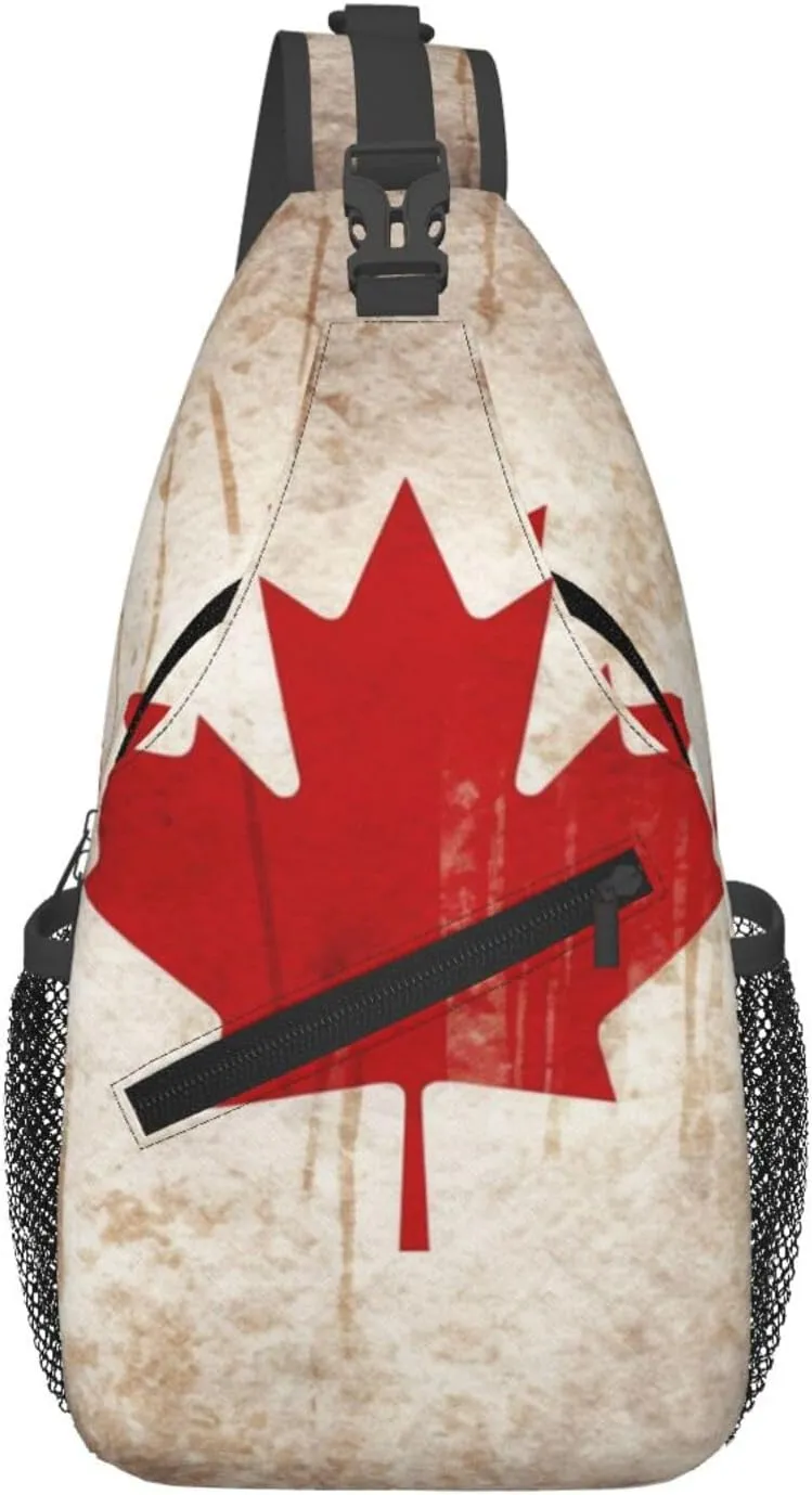 Sling Bag For Women Men Lightweight Waterproof Crossbody Shoulder Backpack Retro Canada Flag Chest Bags Travel Hiking Casual Daypack