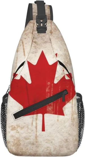 Sling Bag For Women Men Lightweight Waterproof Crossbody Shoulder Backpack Retro Canada Flag Chest Bags Travel Hiking Casual Daypack