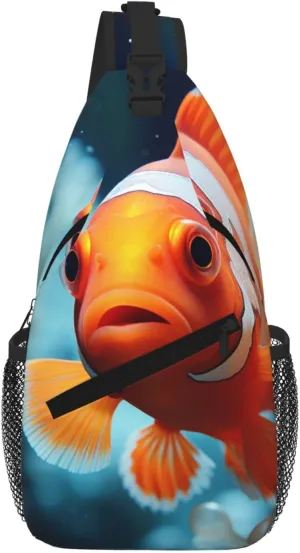 Sling Bag For Women Men Travel Hiking Backpack Crossbody Shoulder Chest Bags Cute Fish Casual Daypack