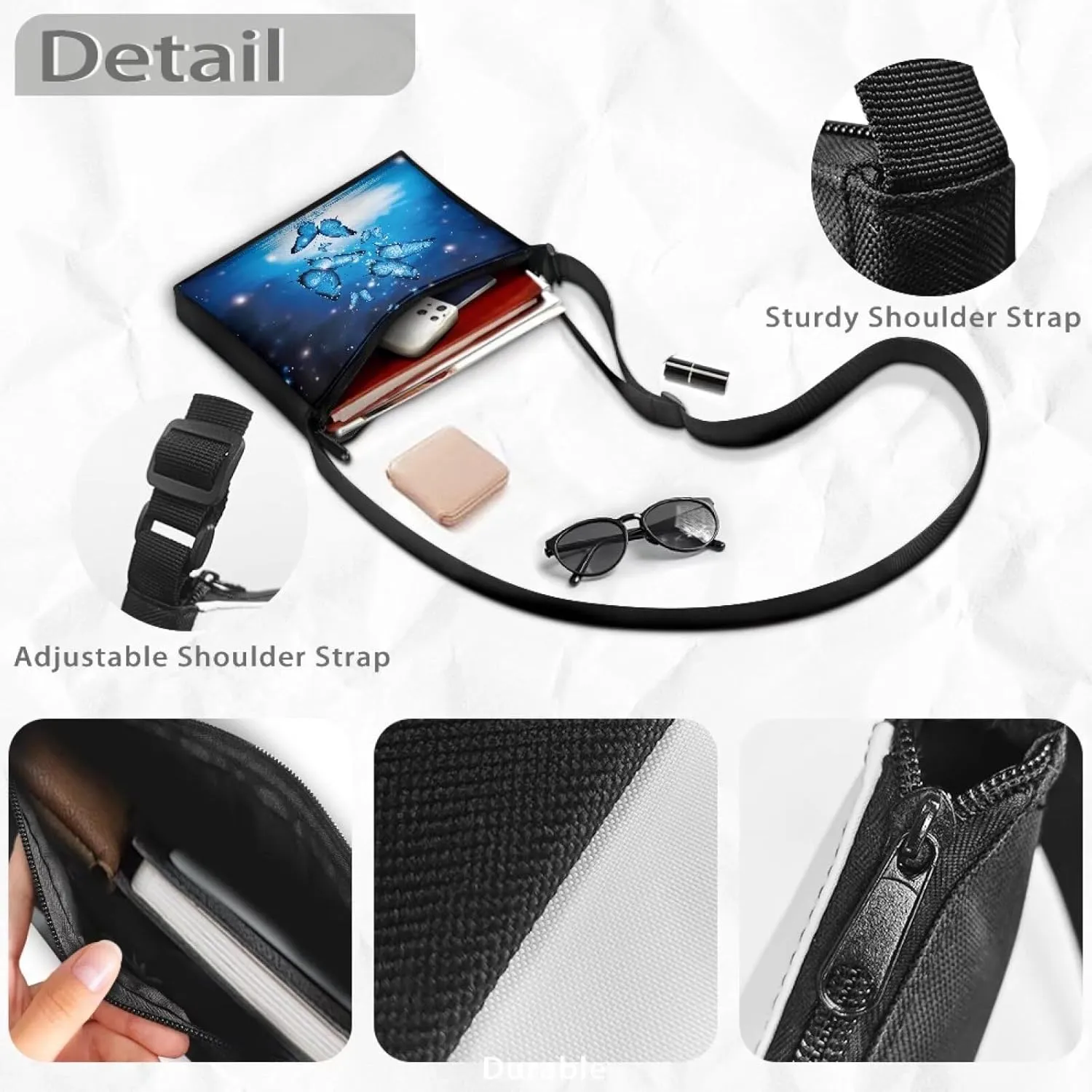 Sling Bag Small Crossbody Backpack Shoulder Bag for Women Men Trendy Adjustable Shoulder Strap Travel Bag Zippered