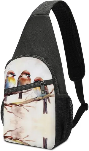 Sling Bags Birds on Tree Branch Crossbody Bag for Women Men Cross Body Bag for Travel Hiking Shopping