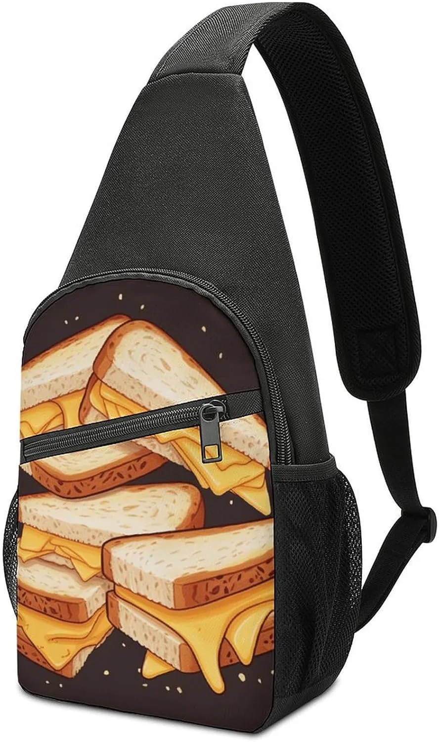 Sling Bags Cheese Sandwiches Crossbody Bag for Women Men Cross Body Bag for Travel Hiking Shopping