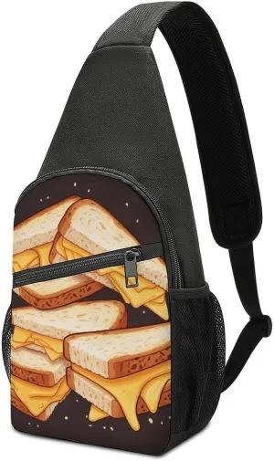 Sling Bags Cheese Sandwiches Crossbody Bag for Women Men Cross Body Bag for Travel Hiking Shopping