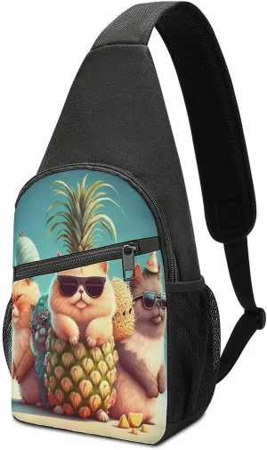 Sling Bags Men Shoulder Backpack Small Cross Body Chest Sling Backpack(Cartoon Cat)