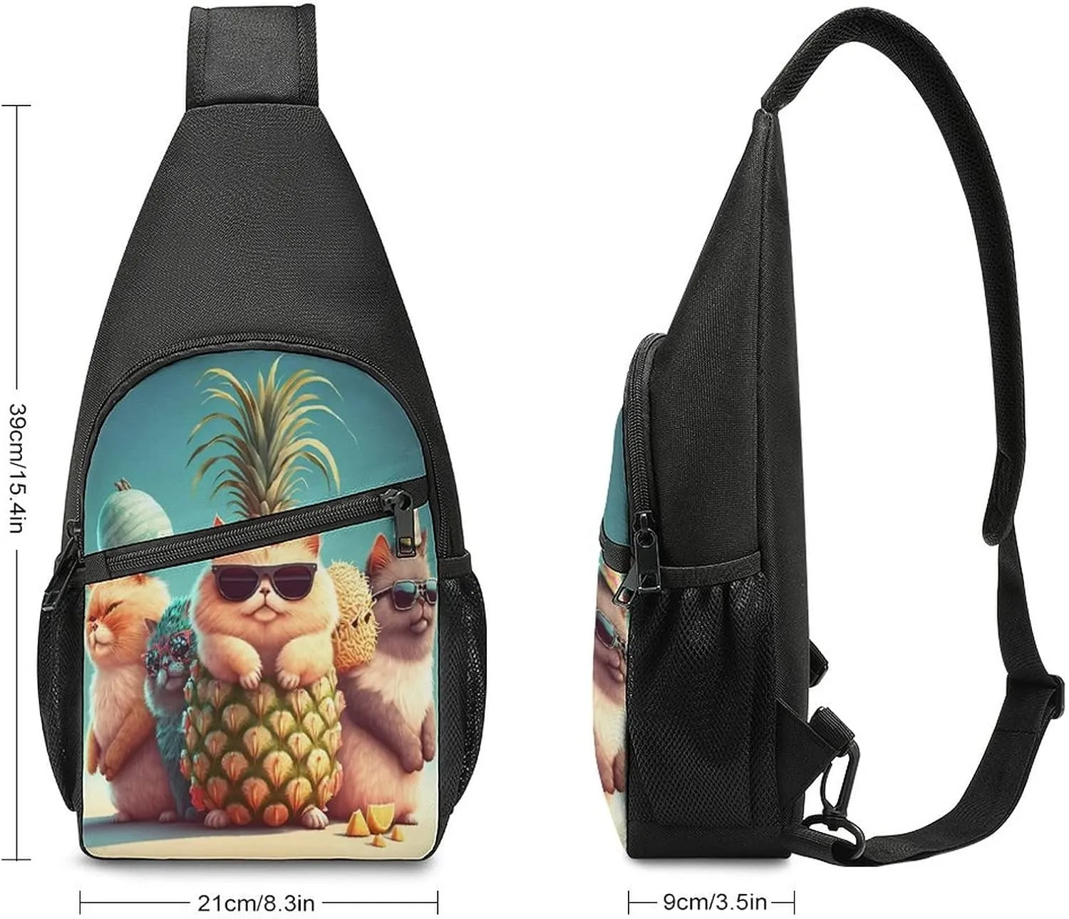 Sling Bags Men Shoulder Backpack Small Cross Body Chest Sling Backpack(Cartoon Cat)