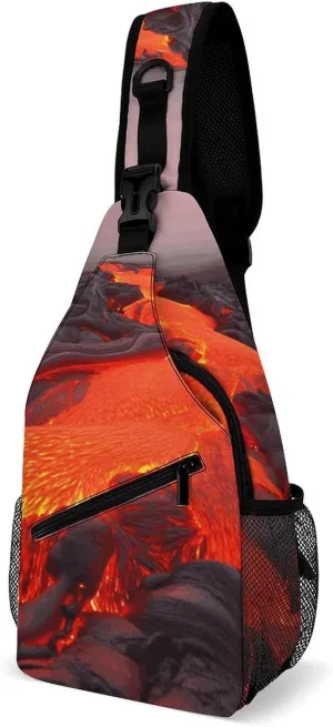 Sling Bags Red Lava Chest Bag for Men Women Shoulder Bag for Travel Sport Chest Pack