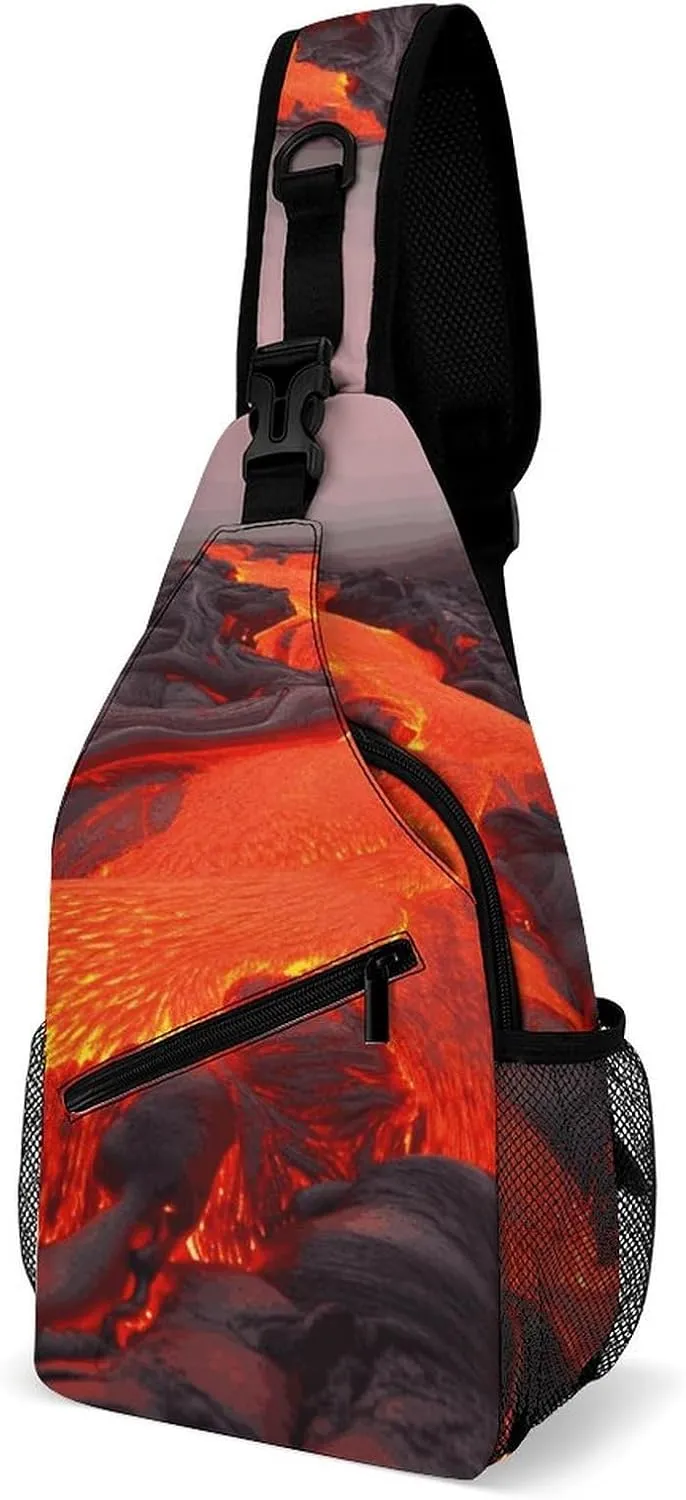 Sling Bags Red Lava Chest Bag for Men Women Shoulder Bag for Travel Sport Chest Pack