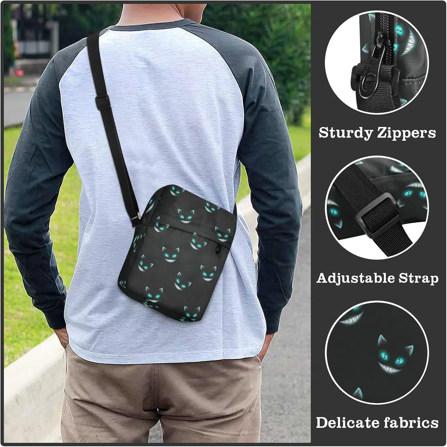Small Crossbody Bag for Men Women Mini Messenger Bag Shoulder Handbag With Adjustable Straps