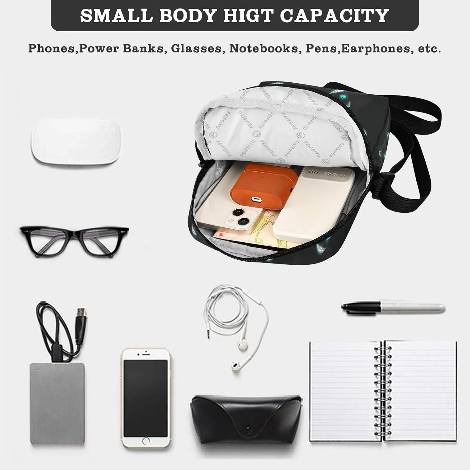 Small Crossbody Bag for Men Women Mini Messenger Bag Shoulder Handbag With Adjustable Straps