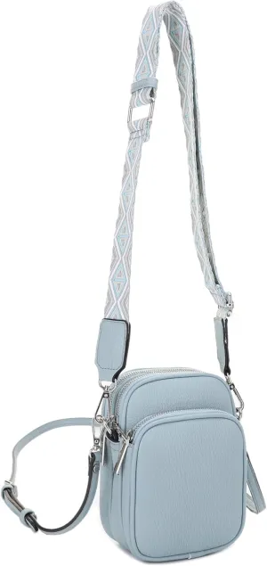 Small Crossbody Bag for Women, Triple Compartment Shoulder Bag with Double Strap