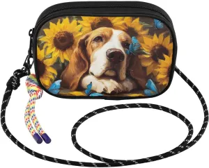 Small Crossbody Bags Bloodhound Dog Sunlower Cute for Women Cell Phone Purses Women's Shoulder Handbag Wallet Purse