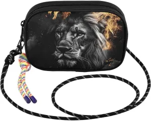 Small Crossbody Bags Fire Lion Face Black for Women Cell Phone Purses Shoulder Bag Handbag with Adjustable Strap