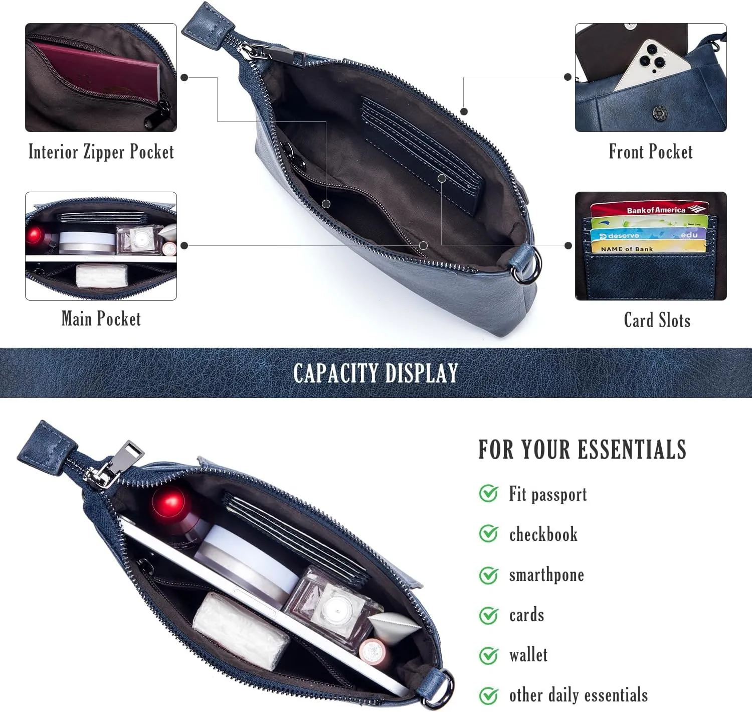 Small Crossbody Bags for Women, Cell Phone Bag Mini Over Wristlets Handbag Wallet Purse with Card Slots