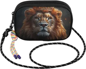 Small Crossbody Bags Gold Crown Lion Head for Women Cell Phone Purses Shoulder Bag Handbag with Adjustable Strap