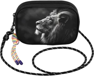Small Crossbody Bags Lion Face Black White for Women Cell Phone Purses Shoulder Bag Handbag with Adjustable Strap