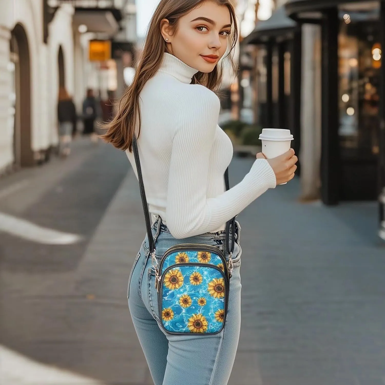 Small Messenger Bag for Girl Waterproof PU Leather Crossbody Bag PU Mini Phone Purse Sling Shoulder Bag